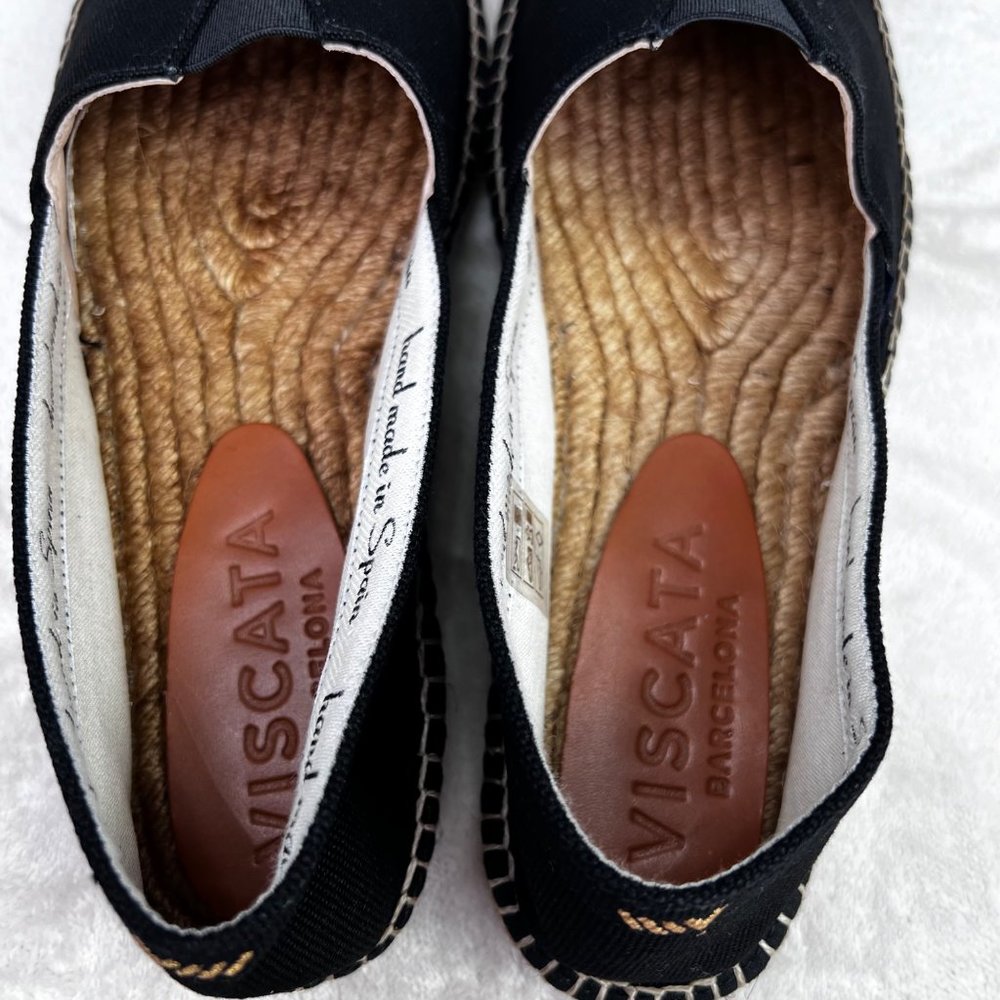 Viscata Sitges Canvas Espadrille Shoe Black size 42 US 9 Men NWOT - Picture 5 of 8